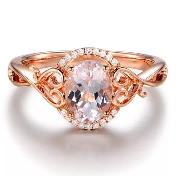 New Women’s Rose Gold Plated Diamond Ring - Picture 2 of 6